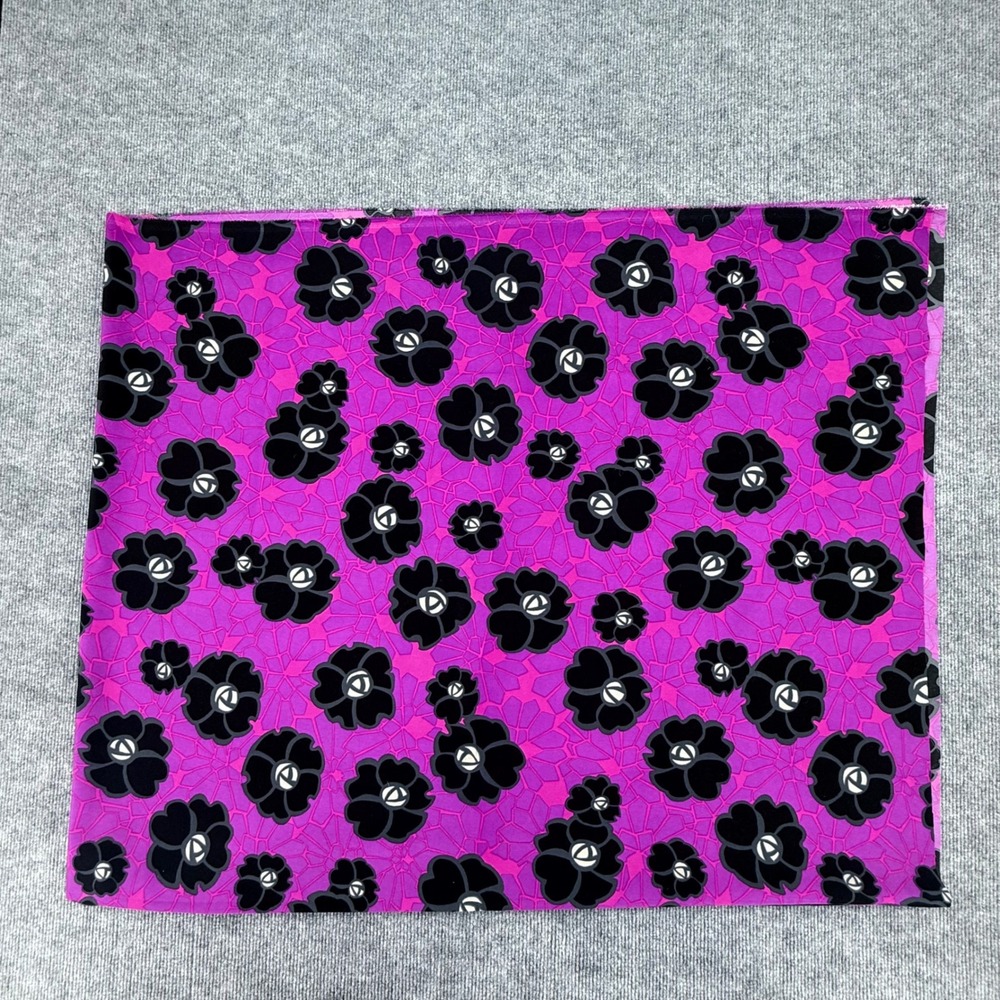 Floral Fabric Purple Black Camellia Print Cotton Silky 140" x 60" 3.5+ Yards